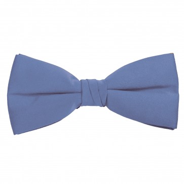 Steel Blue Bow Tie Solid Pre-tied Satin Mens Ties