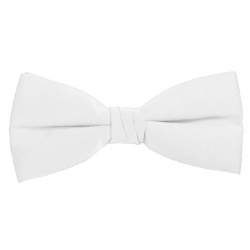 White Bow Tie Solid Pre-tied Satin Mens Ties