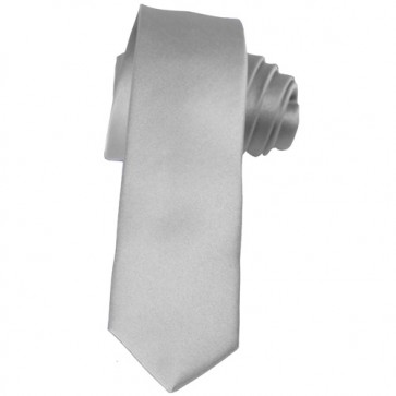 Solid Silver Skinny Ties Solid Color 2 Inch Mens Neckties