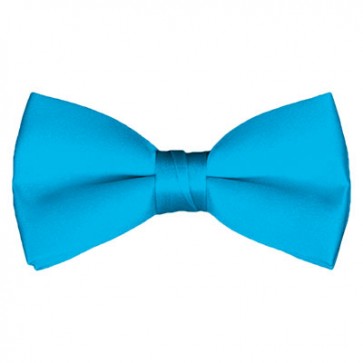 Solid Turquoise Blue Bow Tie Pre-tied Satin Mens Ties