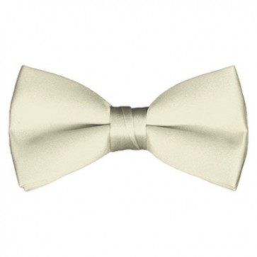 Solid Cream Bow Tie Pre-tied Satin Mens Ties