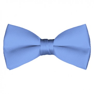 Solid Steel Blue Bow Tie Pre-tied Satin Mens Ties