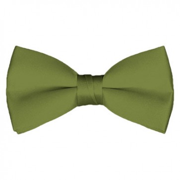 Solid Olive Bow Tie Pre-tied Satin Mens Ties
