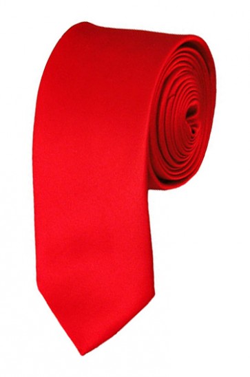 Skinny Red Ties Solid Color 2 Inch Tie Mens Neckties