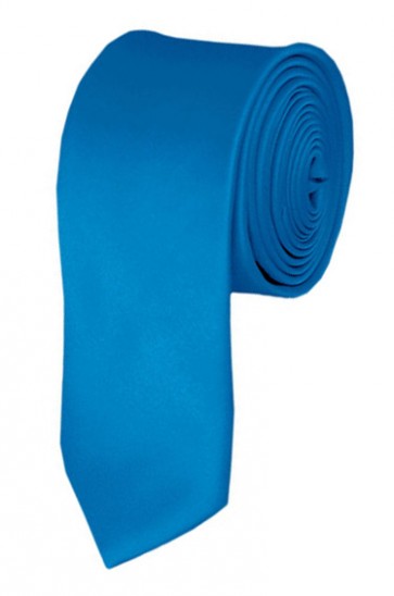 Skinny Peacock Blue Ties Solid Color 2 Inch Tie Mens Neckties