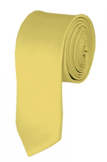 Skinny Light Yellow Ties Solid Color 2 Inch Tie Mens Neckties