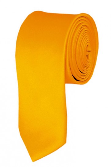 Skinny Golden Yellow Ties Solid Color 2 Inch Tie Mens Neckties