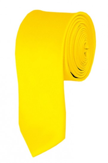 Skinny Lemon Yellow Ties Solid Color 2 Inch Tie Mens Neckties