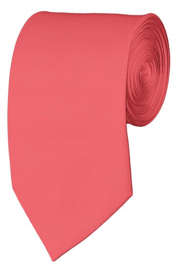 Slim Coral Rose Necktie 2.75 Inch Ties Mens Solid Color Neckties