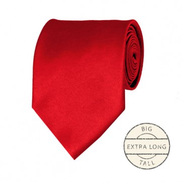 Red Extra Long Tie Solid Color Ties Mens Neckties