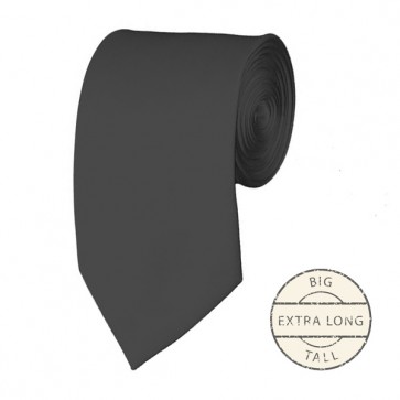 Charcoal Extra Long Tie Solid Color Ties Mens Neckties