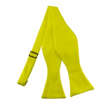Solid Lemon Yellow Self Tie Bow Tie Satin Mens Ties
