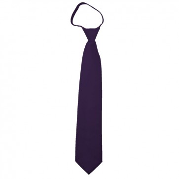 Solid Eggplant Boys Zipper Ties Kids Neckties