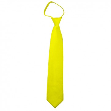 Solid Lemon Yellow Boys Zipper Ties Kids Neckties