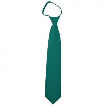 Solid Teal Green Boys Zipper Ties Kids Neckties