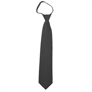 Solid Charcoal Boys Zipper Ties Kids Neckties