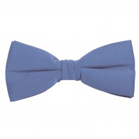 Steel Blue Bow Tie Solid Pre-tied Satin Mens Ties