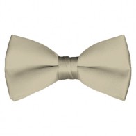 Solid Beige Bow Tie Pre-tied Satin Mens Ties