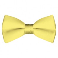 Solid Light Yellow Bow Tie Pre-tied Satin Mens Ties