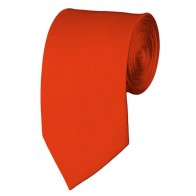 Slim Coral Red Necktie 2.75 Inch Ties Mens Solid Color Neckties