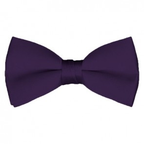 Solid Eggplant Bow Tie Pre-tied Satin Mens Ties