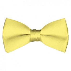 Solid Light Yellow Bow Tie Pre-tied Satin Mens Ties