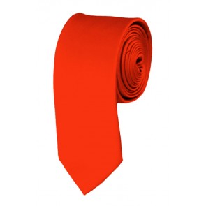 Skinny Coral Red Ties Solid Color 2 Inch Tie Mens Neckties