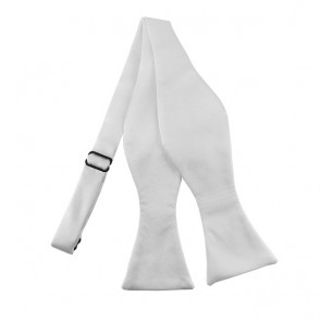 Solid White Self Tie Bow Tie Satin Mens Ties