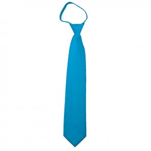 Solid Turquoise Blue Boys Zipper Ties Kids Neckties