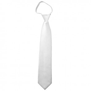 Solid White Boys Zipper Ties Kids Neckties