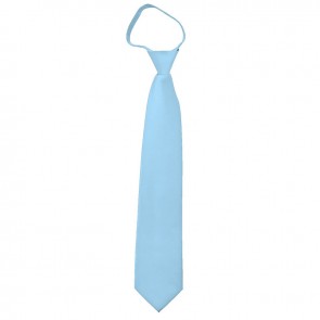 Solid Powder Blue Boys Zipper Ties Kids Neckties