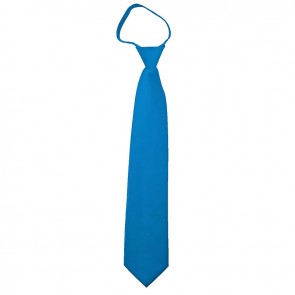 Solid Peacock Blue Boys Zipper Ties Kids Neckties