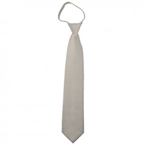 Solid Platinum Boys Zipper Ties Kids Neckties