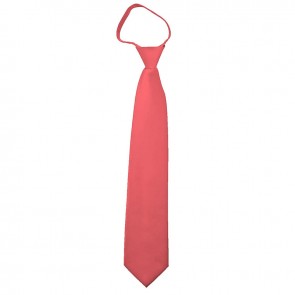 Solid Coral Rose Zipper Ties Mens Neckties