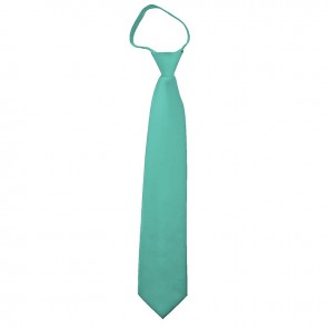 Solid Aqua Green Boys Zipper Ties Kids Neckties