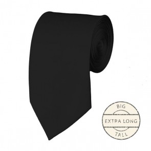 Black Extra Long Tie Solid Color Ties Mens Neckties
