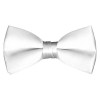 Solid White Bow Tie Pre-tied Satin Mens Ties