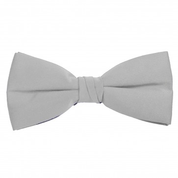 Silver Bow Tie Solid Pre-tied Satin Mens Ties
