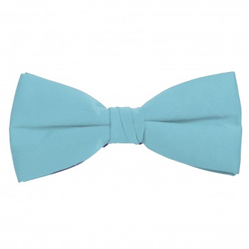 Sky Blue Bow Tie Solid Pre-tied Satin Mens Ties