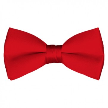 Solid Red Bow Tie Pre-tied Satin Mens Ties