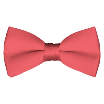 Solid Coral Rose Bow Tie Pre-tied Satin Mens Ties