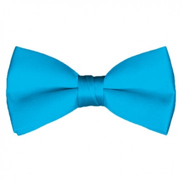 Solid Turquoise Blue Bow Tie Pre-tied Satin Mens Ties