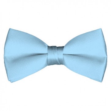 Solid Powder Blue Bow Tie Pre-tied Satin Mens Ties