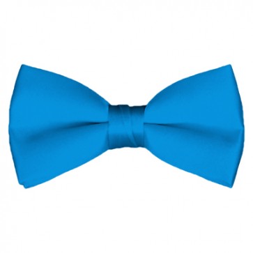 Solid Peacock Blue Bow Tie Pre-tied Satin Mens Ties