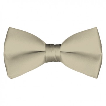 Solid Beige Bow Tie Pre-tied Satin Mens Ties
