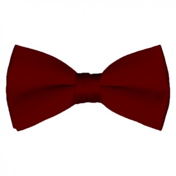 Solid Burgundy Bow Tie Pre-tied Satin Mens Ties