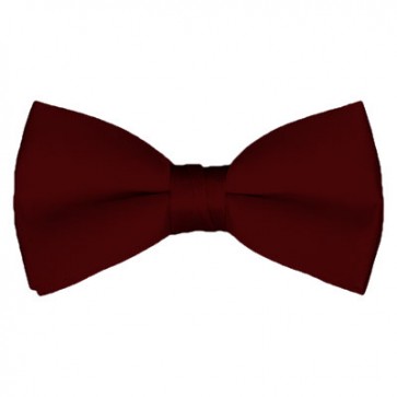 Solid Maroon Bow Tie Pre-tied Satin Mens Ties