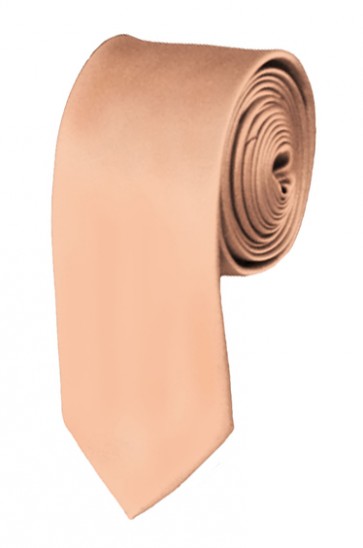 Skinny Light Salmon Ties Solid Color 2 Inch Tie Mens Neckties
