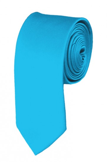 Skinny Turquoise Blue Ties Solid Color 2 Inch Tie Mens Neckties
