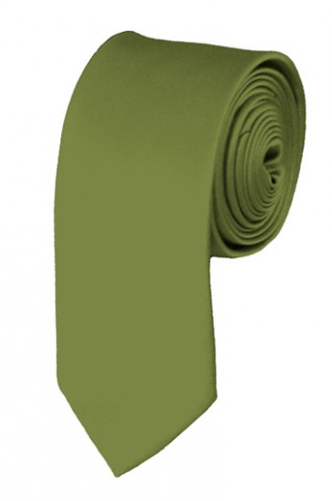 Skinny Olive Green Ties Solid Color 2 Inch Tie Mens Neckties